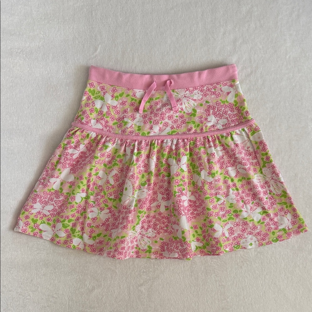 {VTG} Lilly Pulitzer | 90s Butterfly Floral Pique Skirt Pink Gossip Pink (12)